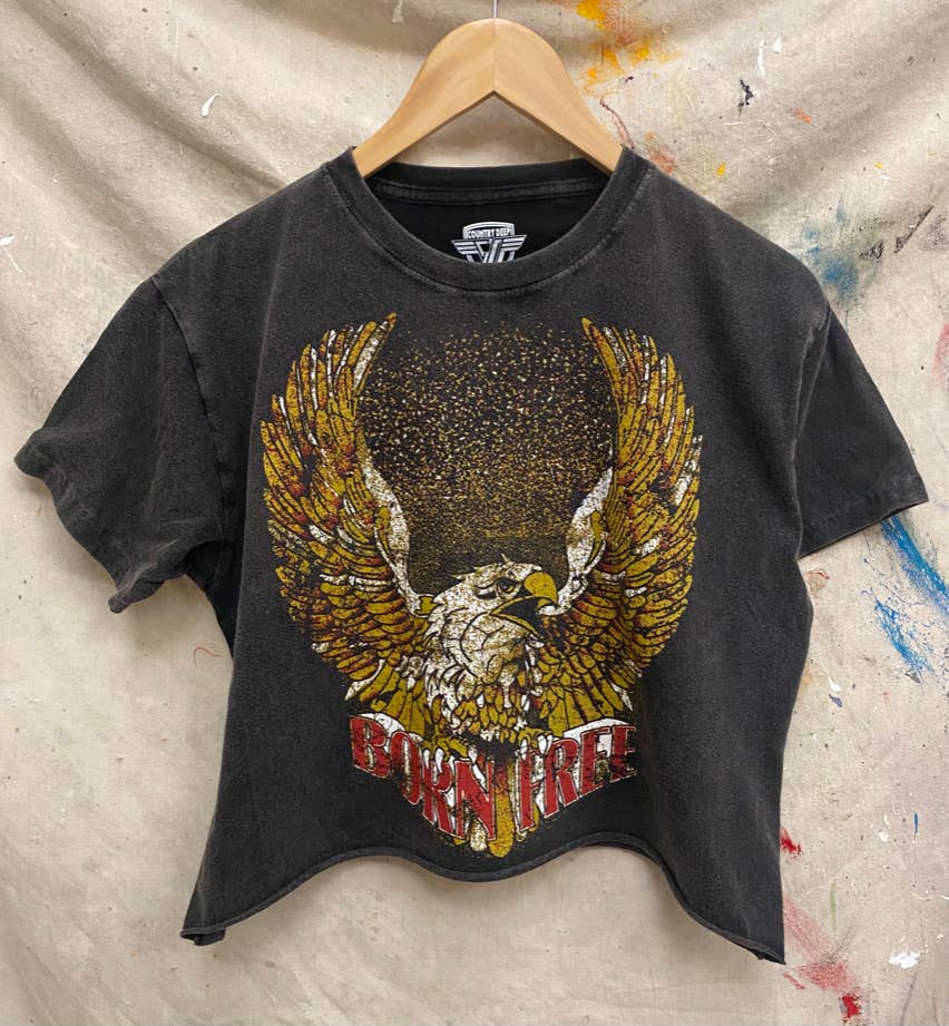 Born☆Free Born Free OVERSIZED 90's vibe Cropped T- shirt