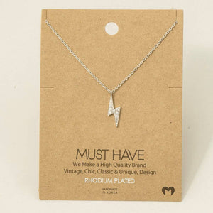 Gold Dipped Pave Lightning Bolt Pendant Necklace