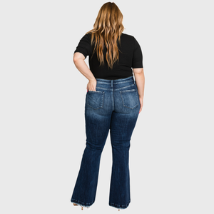 PLUS MID RISE STRETCH FLARE WITH TROUSER HEM JEAN