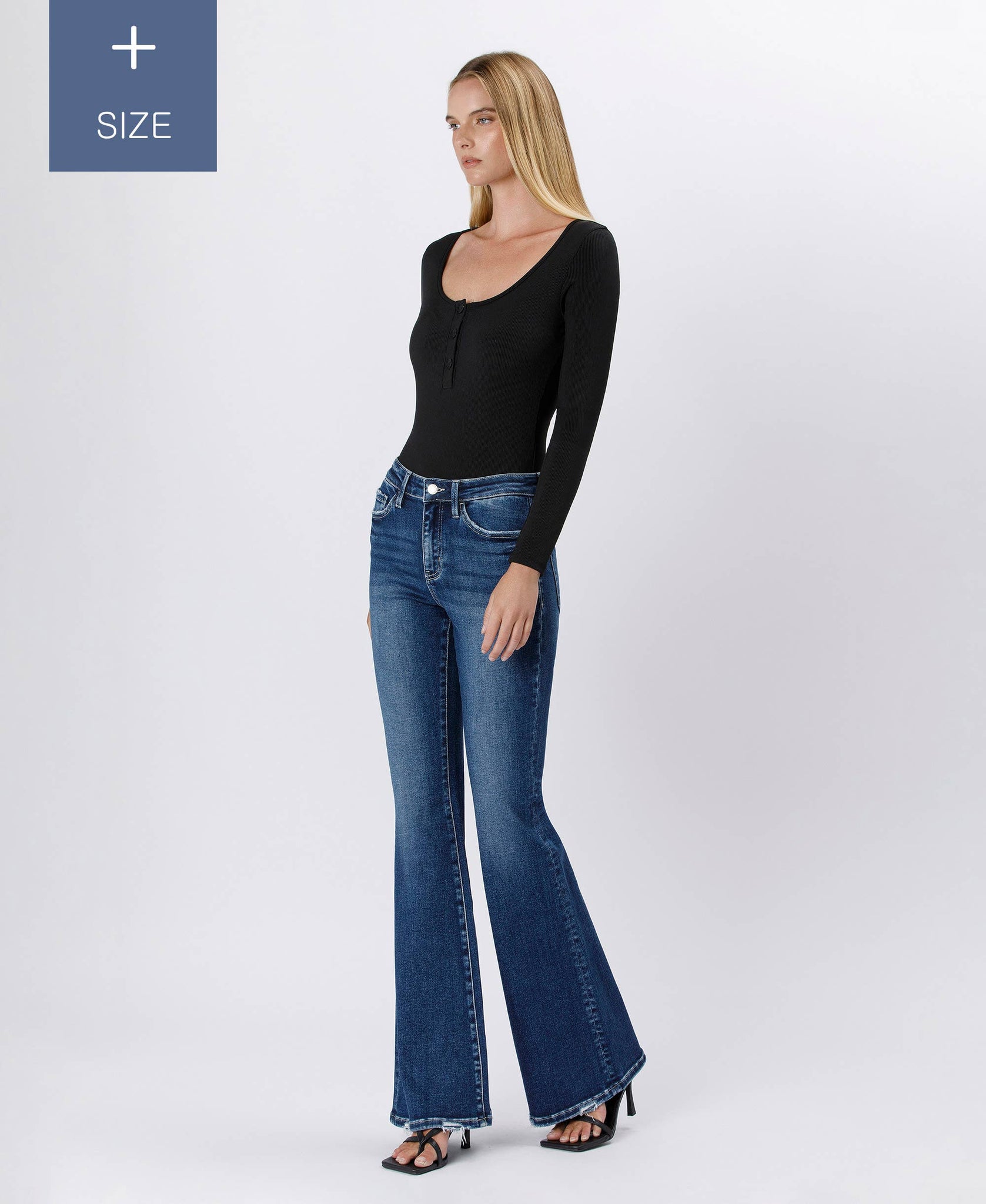 PLUS SIZE TUMMY CONTROL HIGH RISE FLARE JEANS LV1524-P