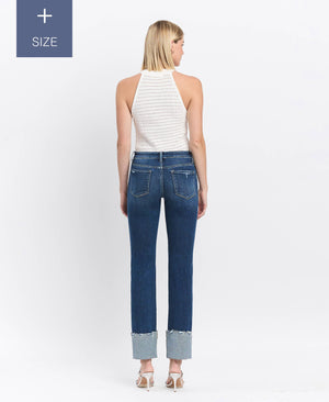 PLUS TUMMY CONTROL MID RISE CUFFED SLIM STRAIGHT LV1513-P