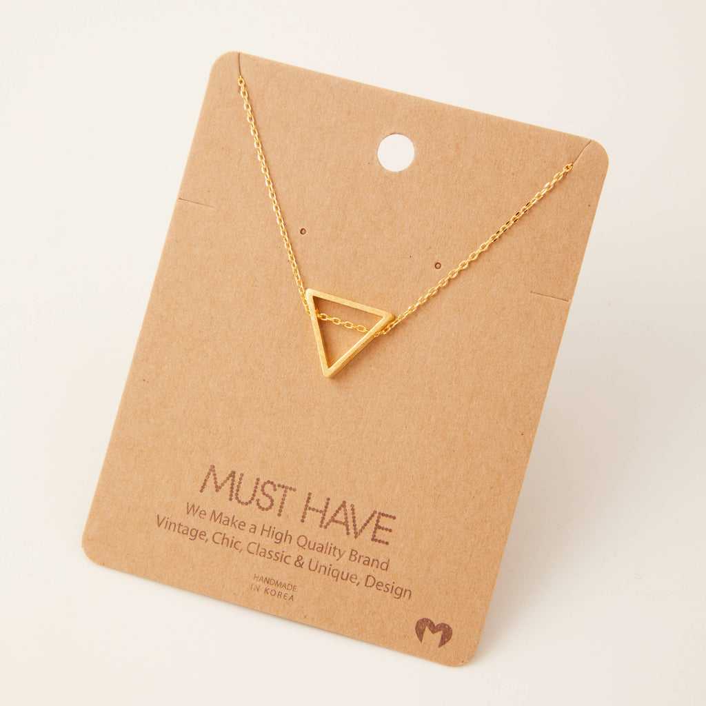 Brushed Triangle Cut Out Pendant Necklace