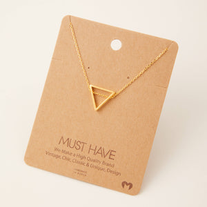Brushed Triangle Cut Out Pendant Necklace