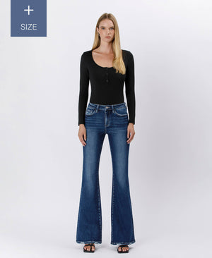 PLUS SIZE TUMMY CONTROL HIGH RISE FLARE JEANS LV1524-P