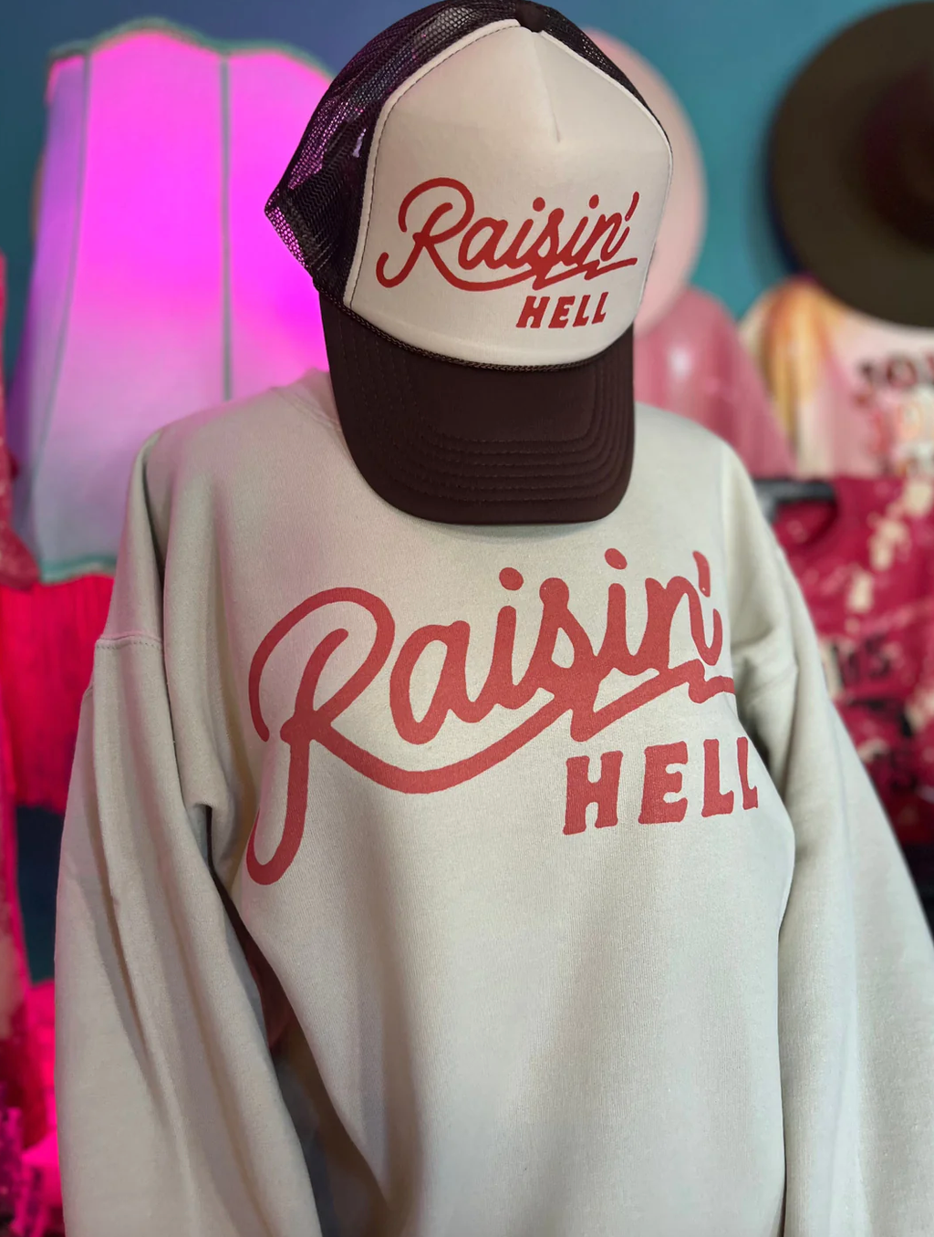 Raisin' Hell -Cream Sweatshirt/ Tee