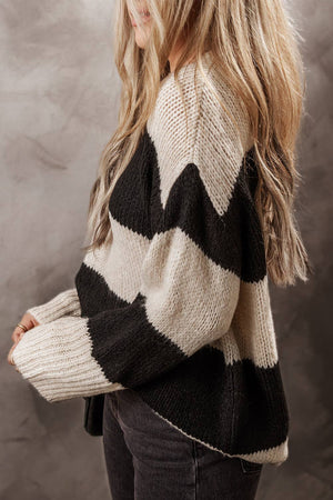 LDC Colorblock Pullover Loose Sweater