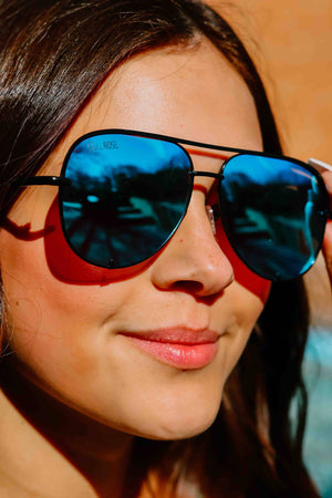 The Alex Black/Blue - High Quality Unisex Aviator Sunglasses*