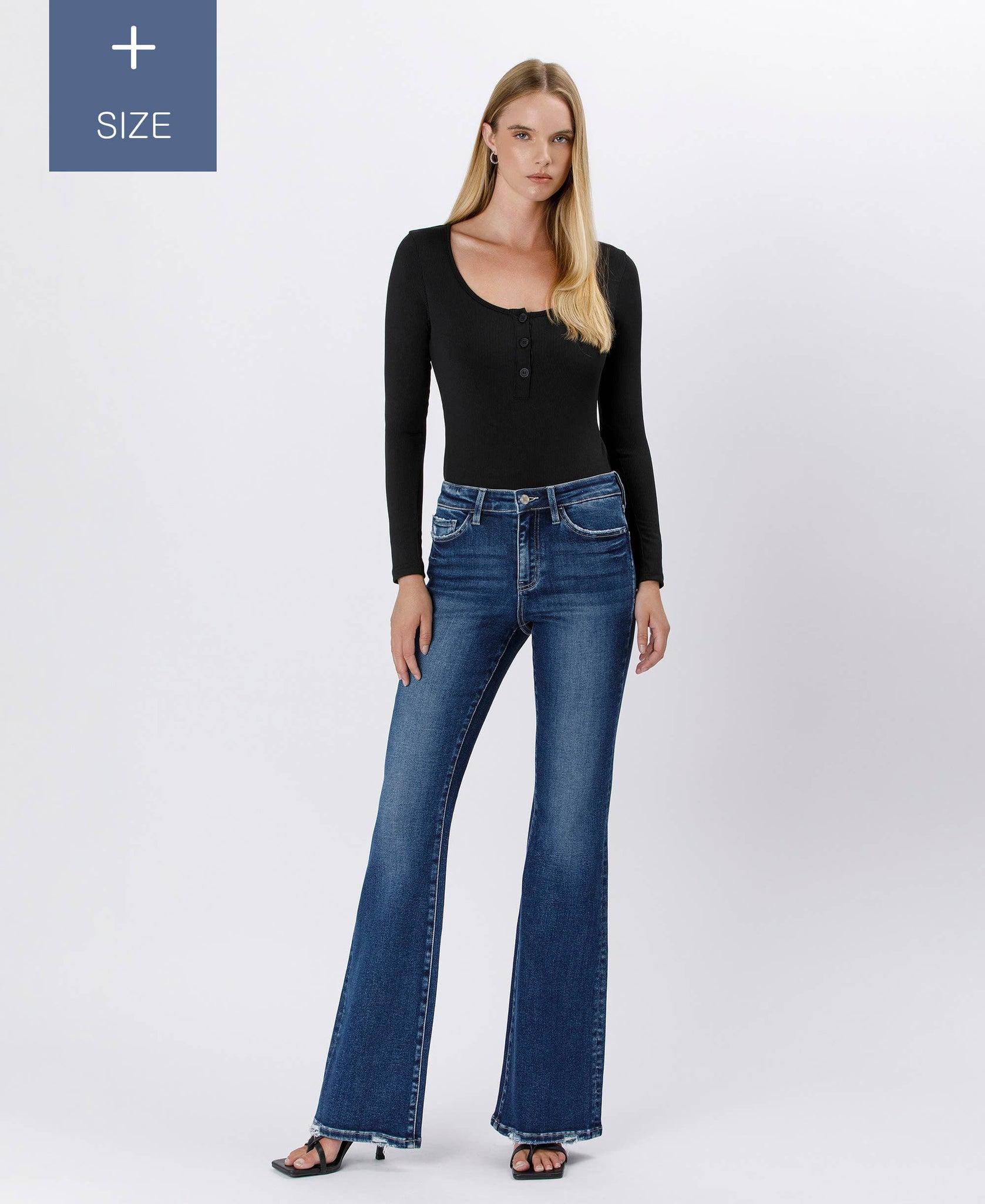 PLUS SIZE TUMMY CONTROL HIGH RISE FLARE JEANS LV1524-P