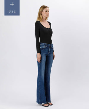 PLUS SIZE TUMMY CONTROL HIGH RISE FLARE JEANS LV1524-P