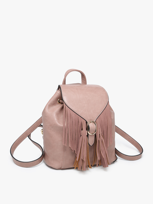 Jewel Distressed Bucket Backpack w/ Fringe