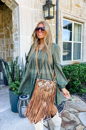 THE JESSE CROSSBODY cowhide fringe tassel purse bag