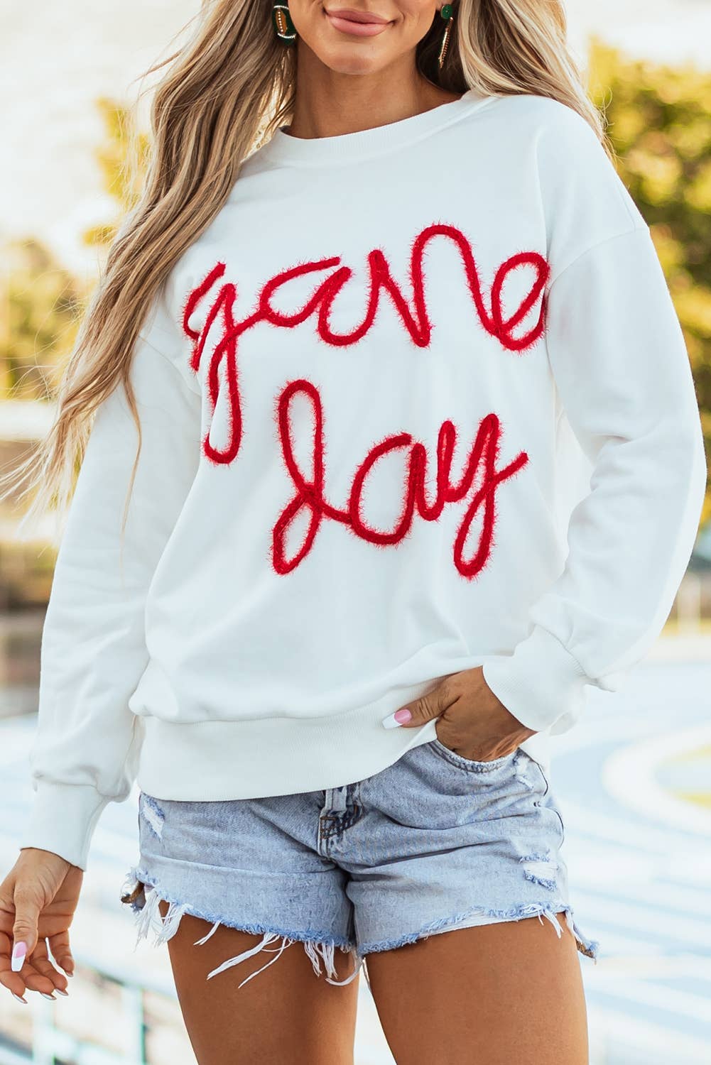 LDC Fall Clothing Game Day Drop Shoulder Graphic Sweatshirt