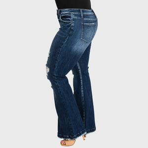 PLUS MID RISE STRETCH FLARE WITH TROUSER HEM JEAN