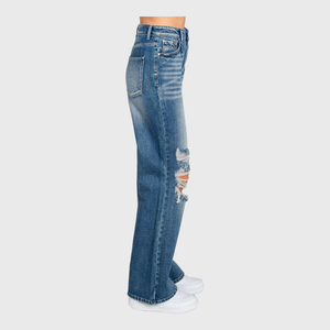 P904VXF-MD (DISTRESSED HIGH RISE RIGID VINTAGE FLARE JEANS)