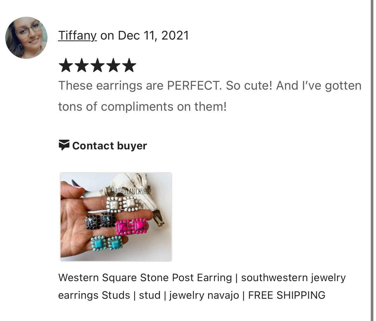 Western Square Stone Post Earrings