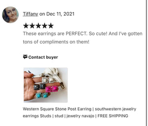 Western Square Stone Post Earrings