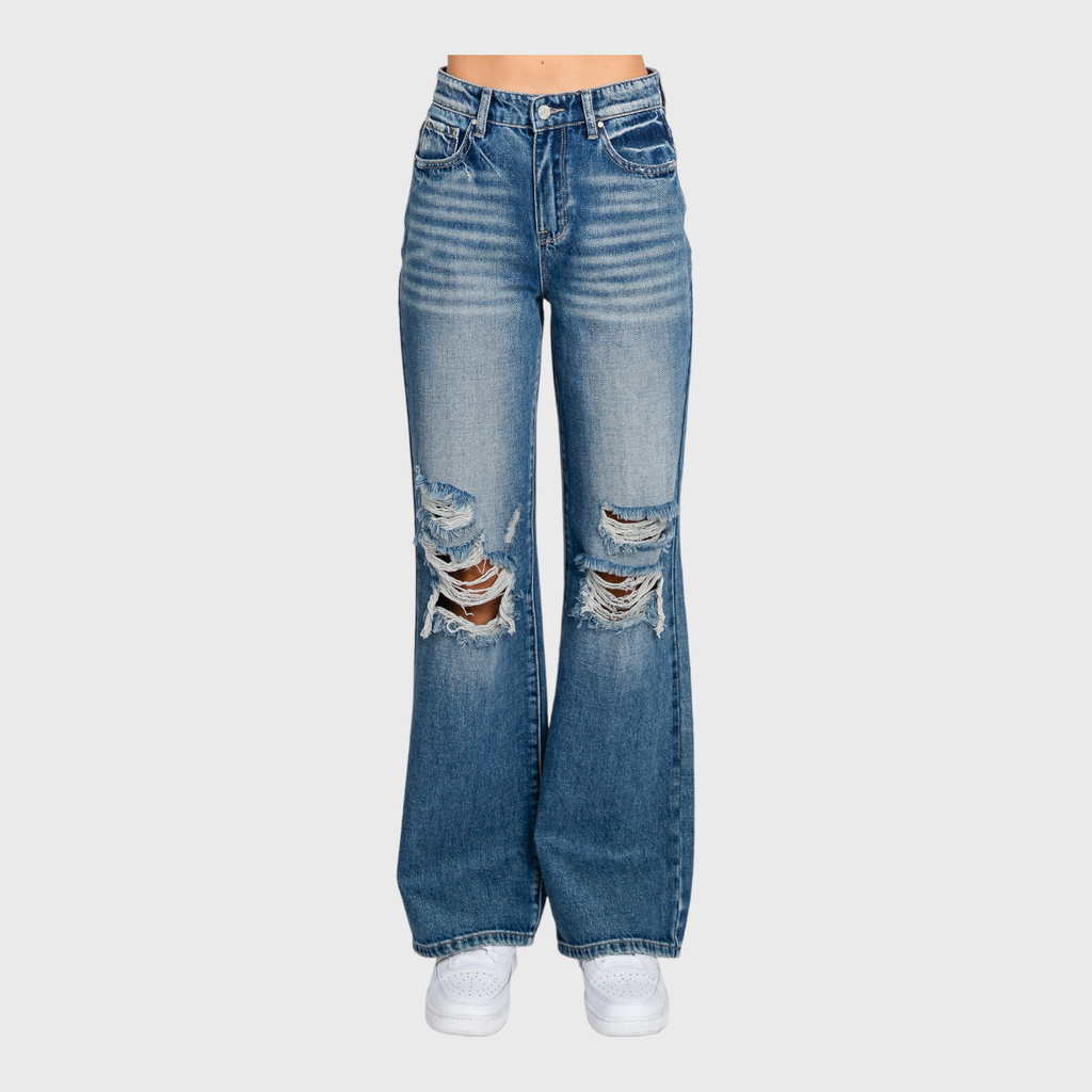 P904VXF-MD (DISTRESSED HIGH RISE RIGID VINTAGE FLARE JEANS)