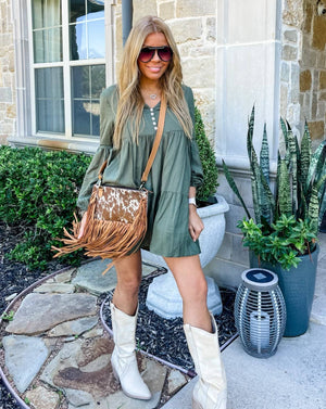 THE JESSE CROSSBODY cowhide fringe tassel purse bag