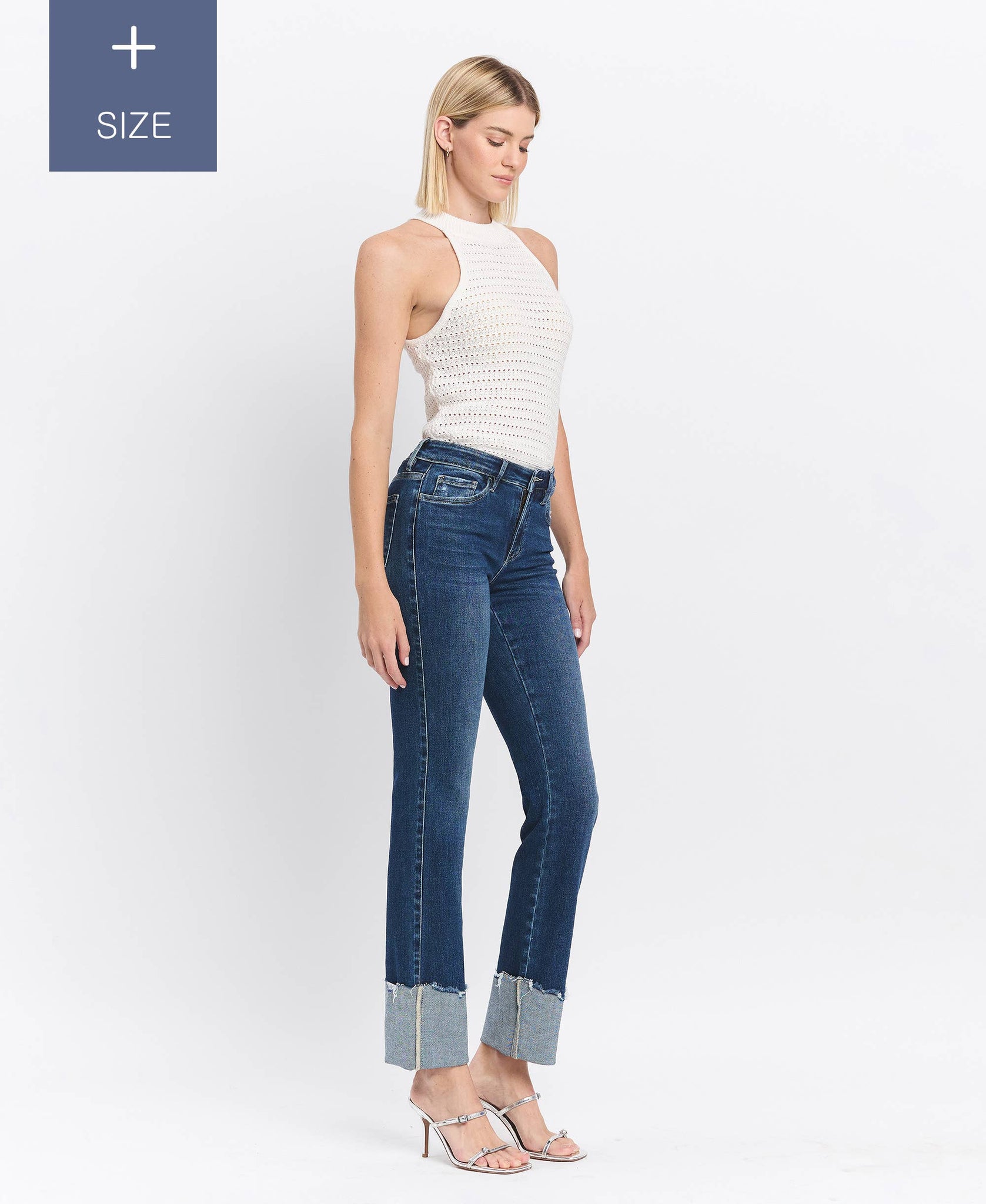 PLUS TUMMY CONTROL MID RISE CUFFED SLIM STRAIGHT LV1513-P