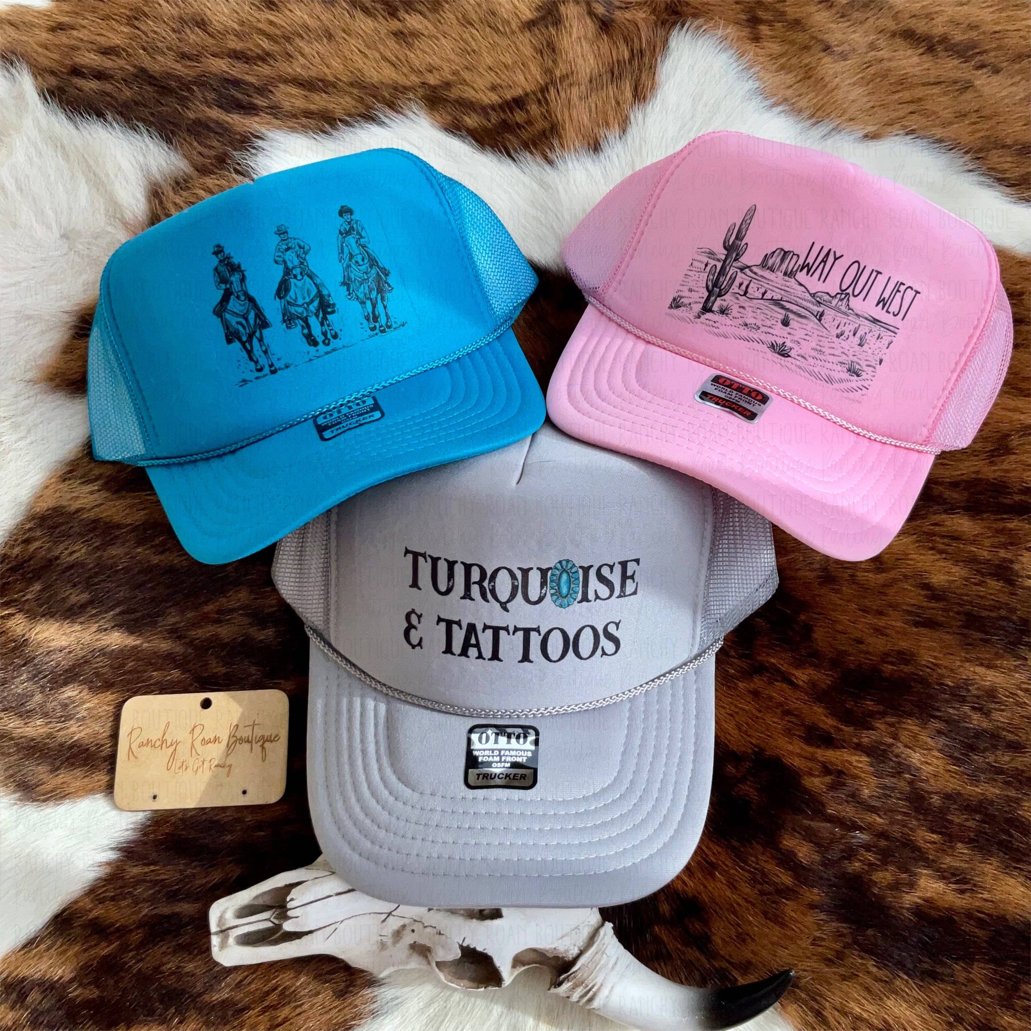 Turquoise & Tattoos Western Foam Trucker Hat