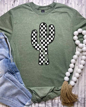 Checkered Cactus (DTF T-Shirt)