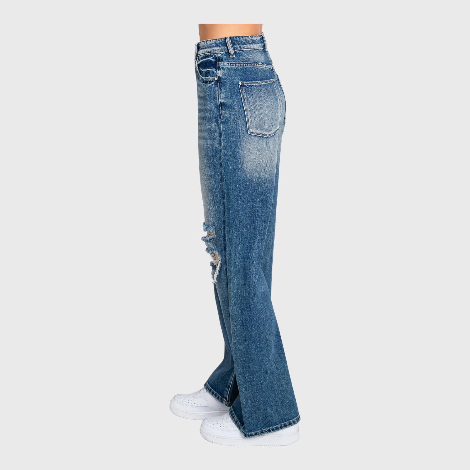 P904VXF-MD (DISTRESSED HIGH RISE RIGID VINTAGE FLARE JEANS)