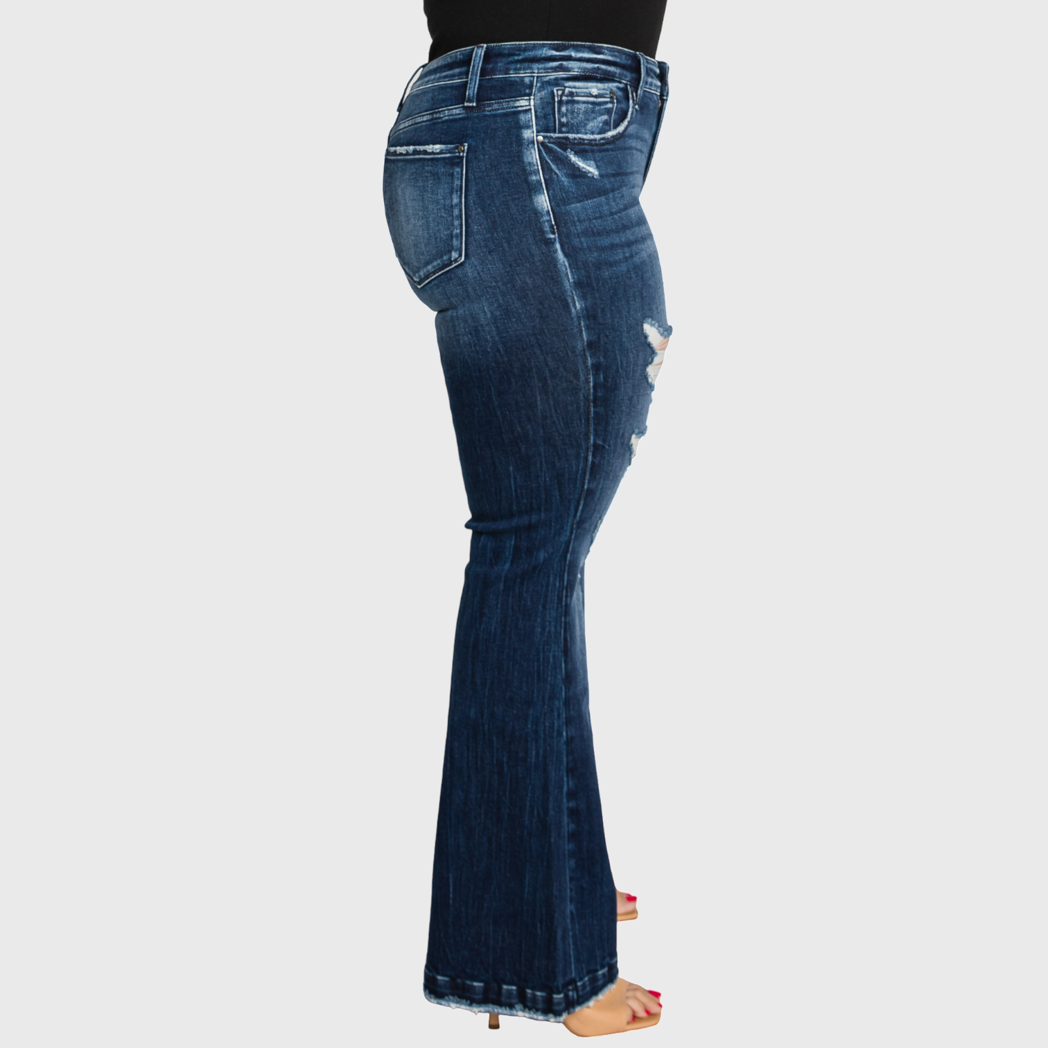 PLUS MID RISE STRETCH FLARE WITH TROUSER HEM JEAN