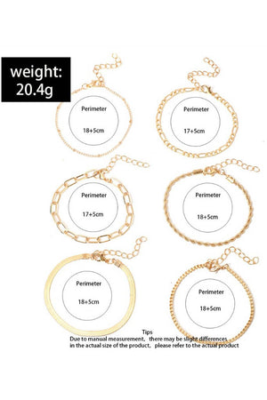 LDC Multi Layered Adjustable Chain Bracelet Set