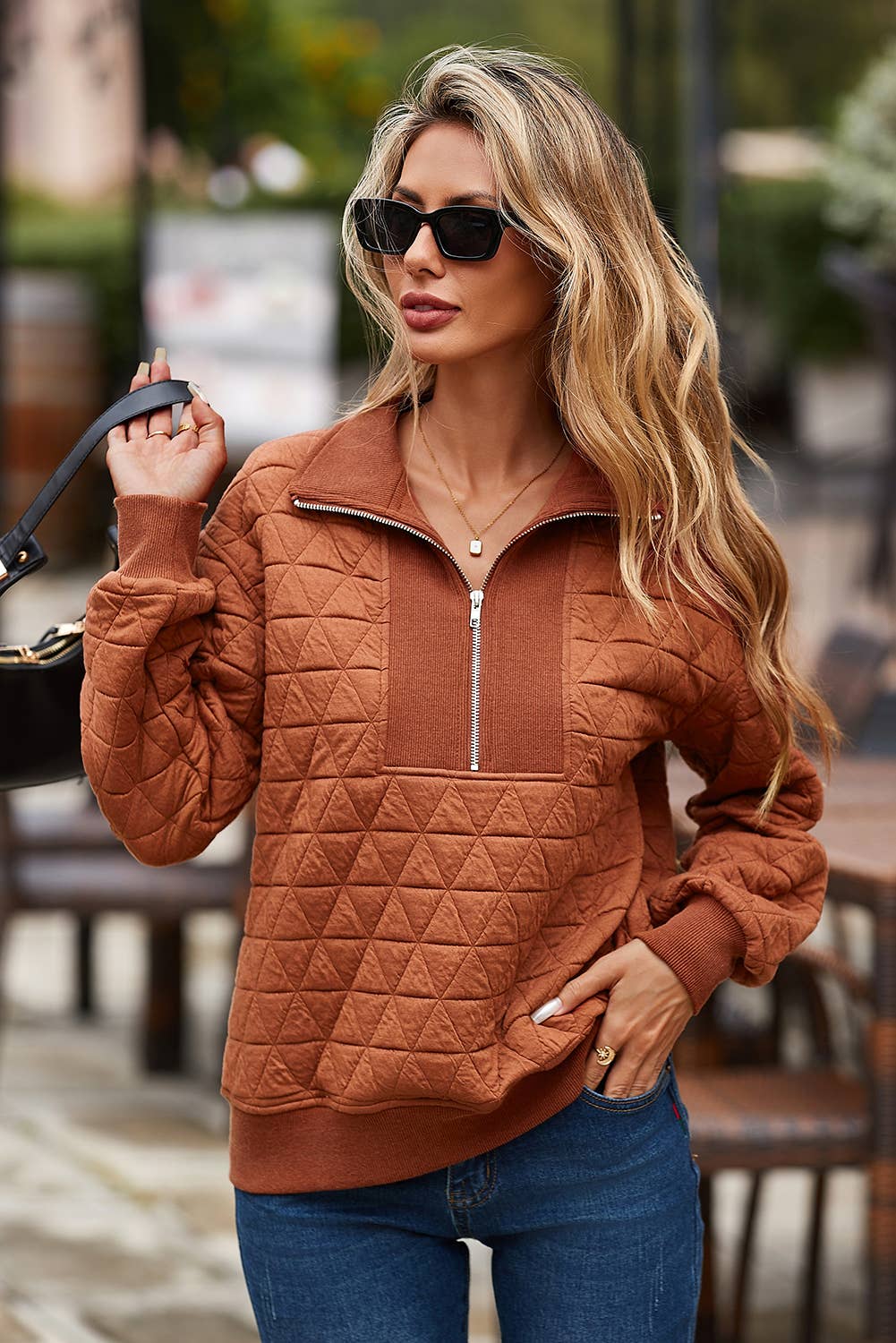 LDC Solid Casual Shift V Neck Pullover Sweatshirt