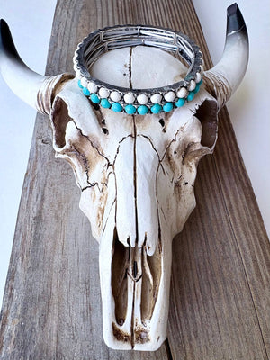 Western Stone, Turquoise Stone Stretch Bracelet