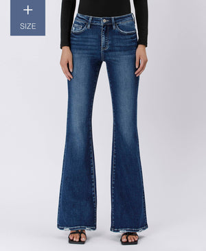 PLUS SIZE TUMMY CONTROL HIGH RISE FLARE JEANS LV1524-P