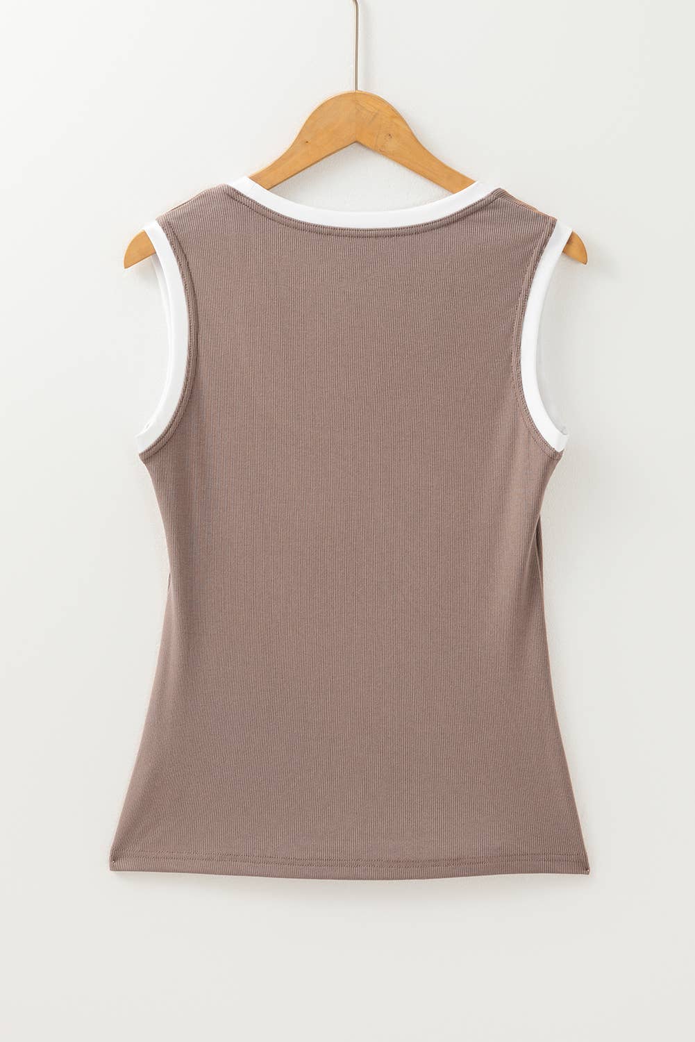 LDC Ribbed Knit Colorblock Edge U Neck Slim Fit Tank Top