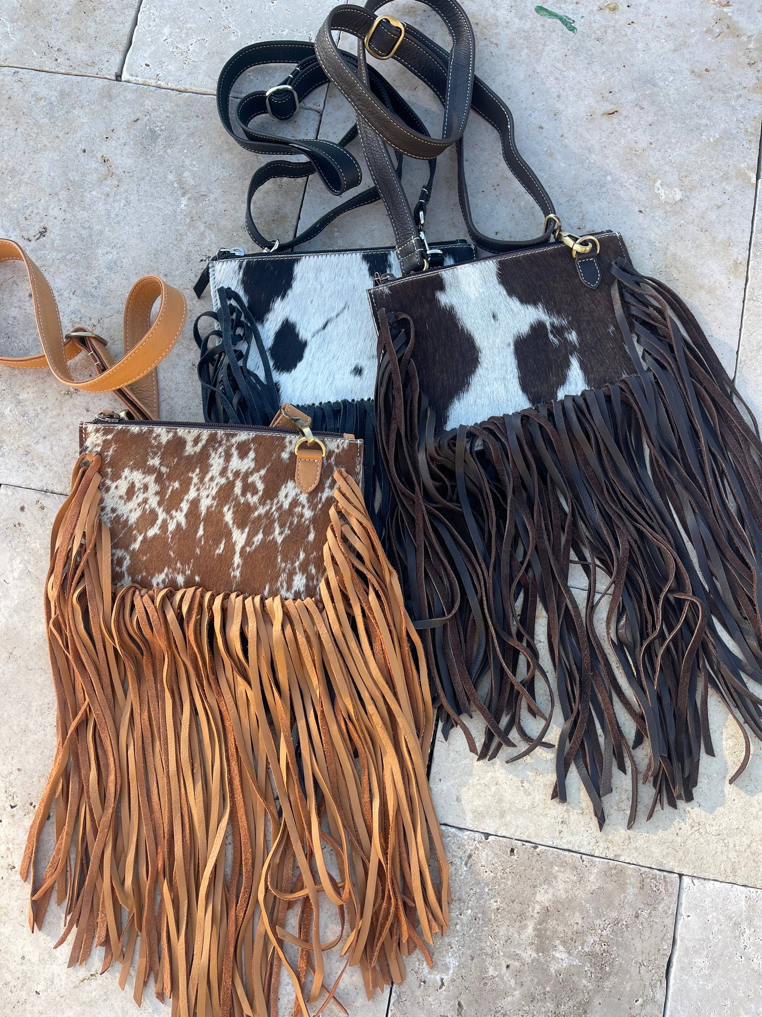 THE JESSE CROSSBODY cowhide fringe tassel purse bag