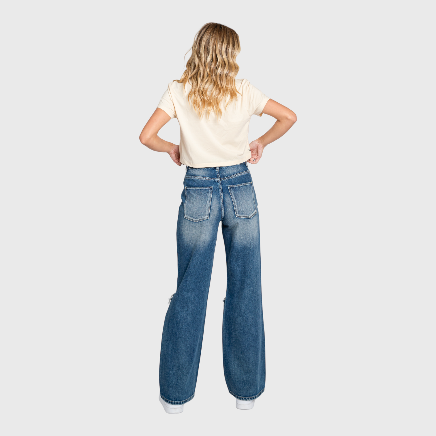 P904VXF-MD (DISTRESSED HIGH RISE RIGID VINTAGE FLARE JEANS)