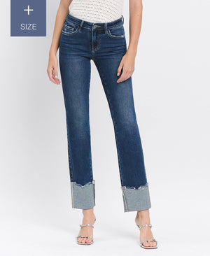 PLUS TUMMY CONTROL MID RISE CUFFED SLIM STRAIGHT LV1513-P