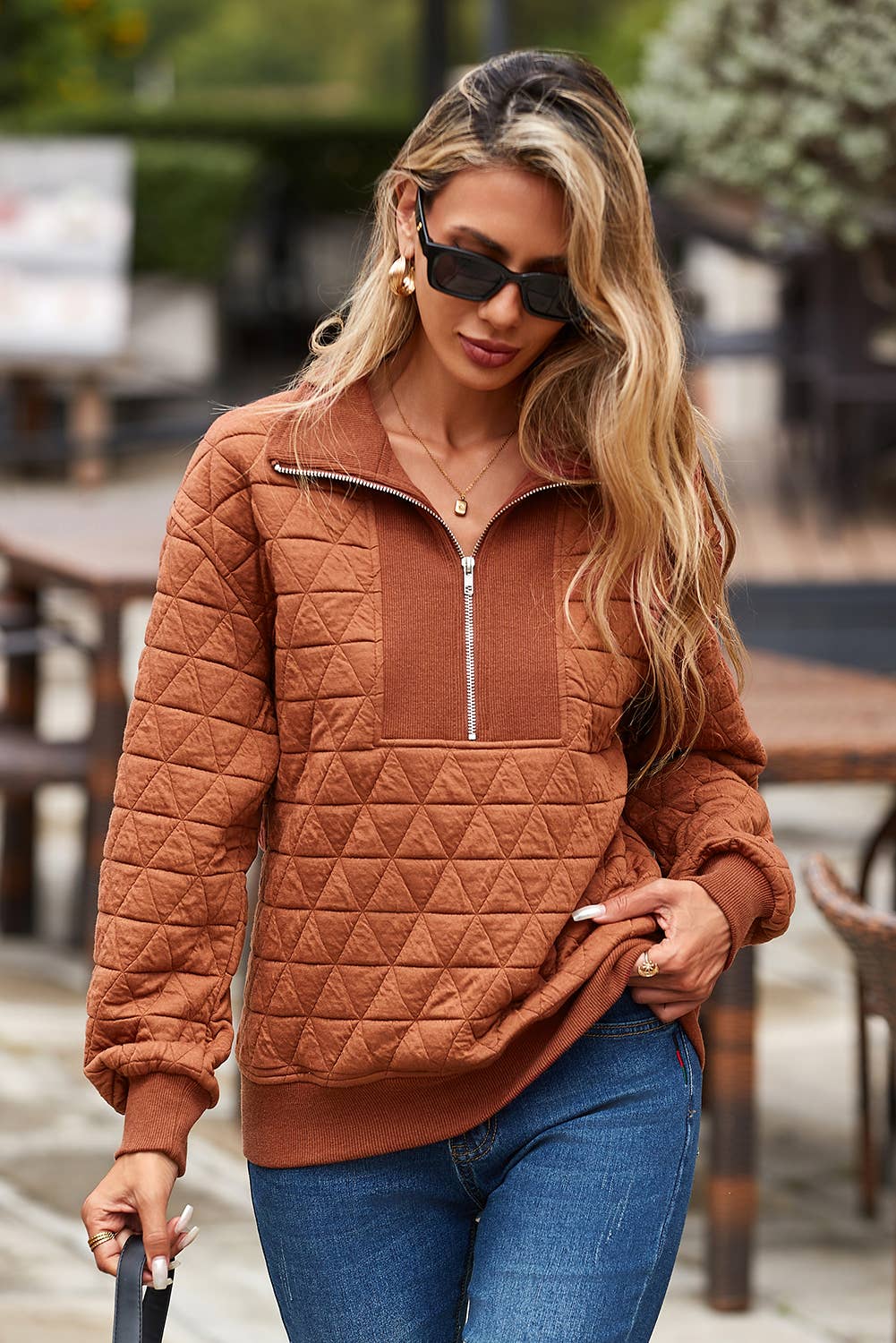 LDC Solid Casual Shift V Neck Pullover Sweatshirt