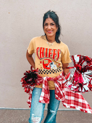 CHIEFS CHECK STARS TEE (MUSTARD CC)