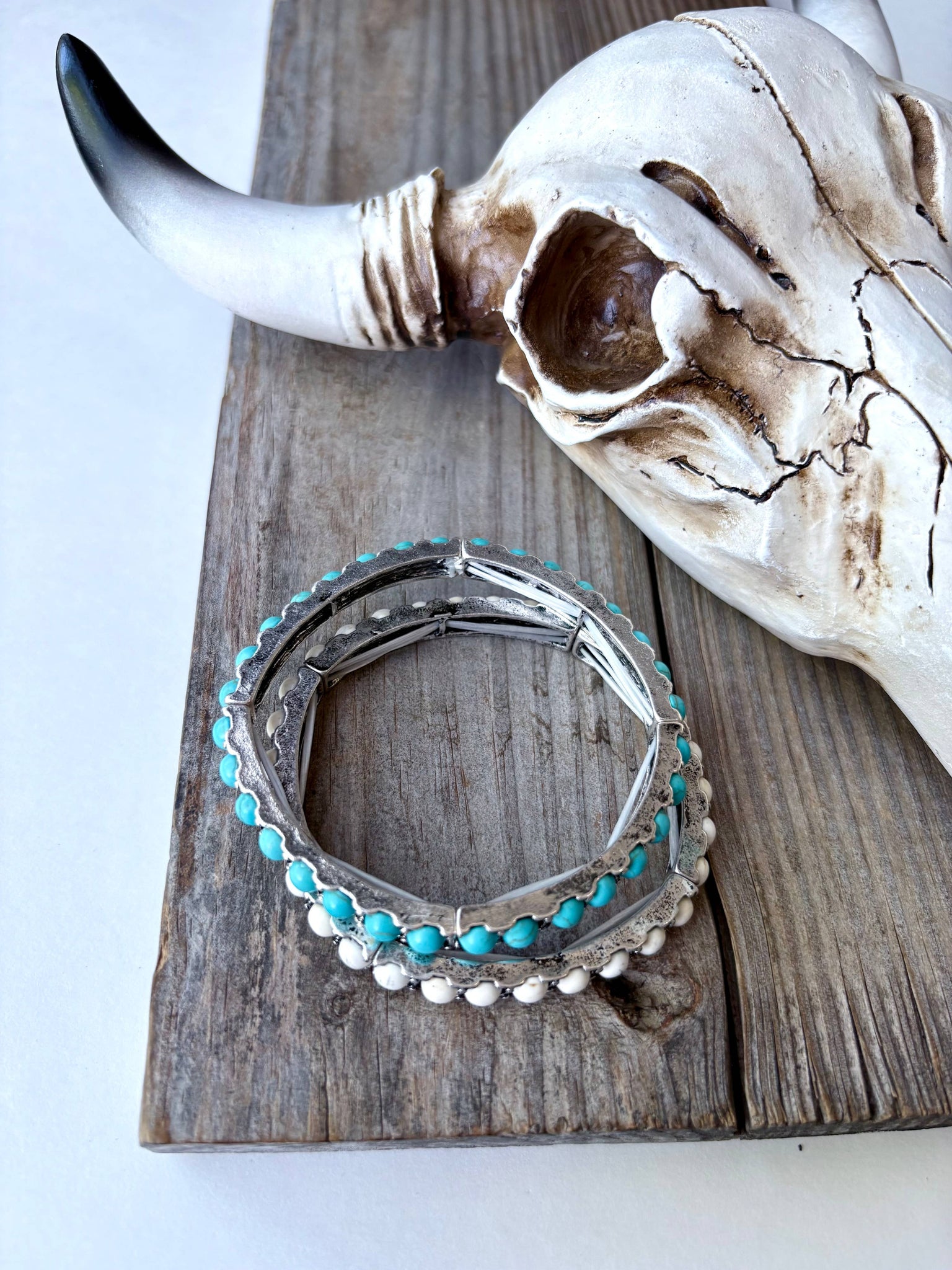 Western Stone, Turquoise Stone Stretch Bracelet