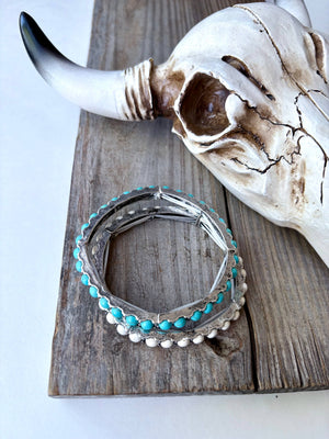 Western Stone, Turquoise Stone Stretch Bracelet